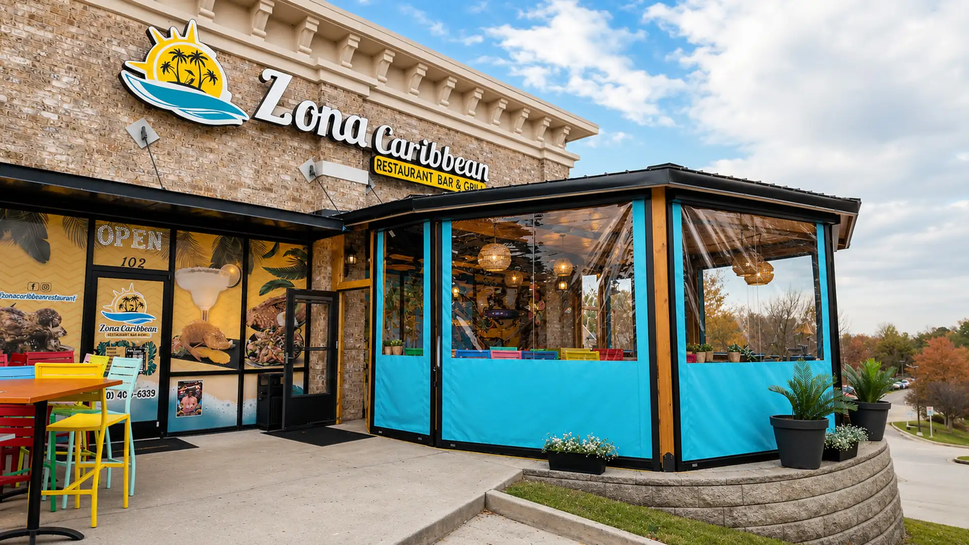 Retractable Screens supplied and professionally installed by Aurora for a restaurant patio in Georgia
