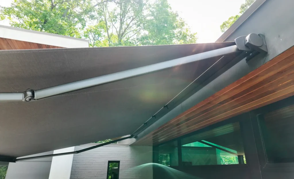 KE retractable awning Domina full extended by Aurora Awnings