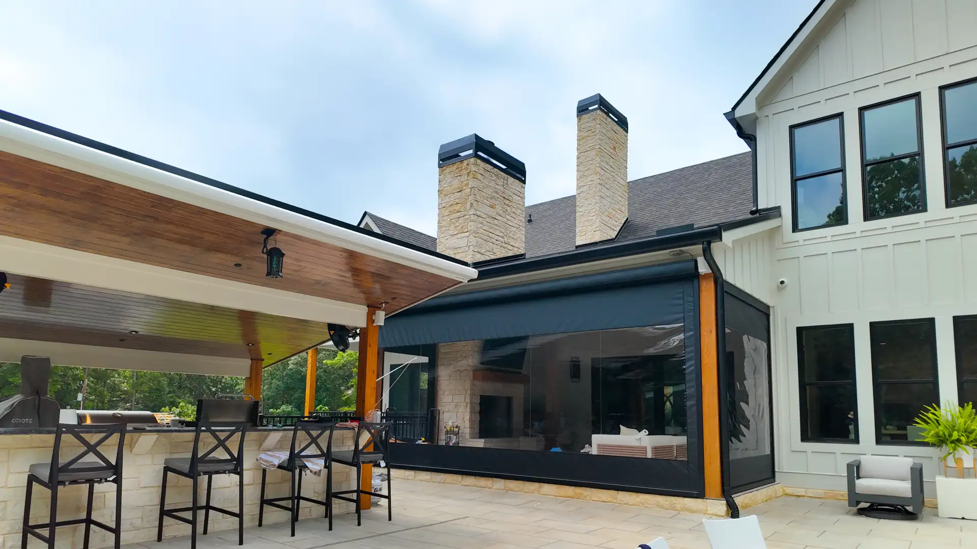 MagnaTrack clear vinyl motorized patio screens in Canton, Georgia