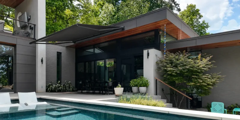 KE retractable awning Domina full extended by Aurora Awnings